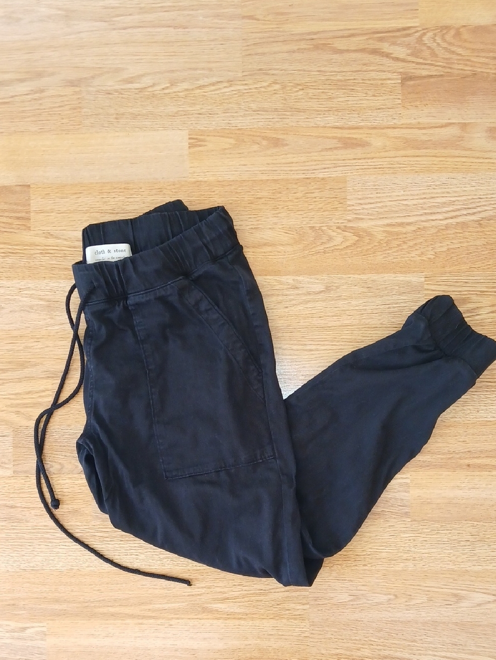 Anthropologie Cloth & Stone Tapered Utility Jogger Pants Black Size Small